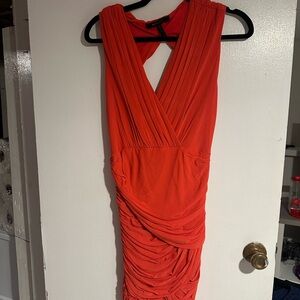 BCBGMaxAzria Vibrant Orange Backless Dress